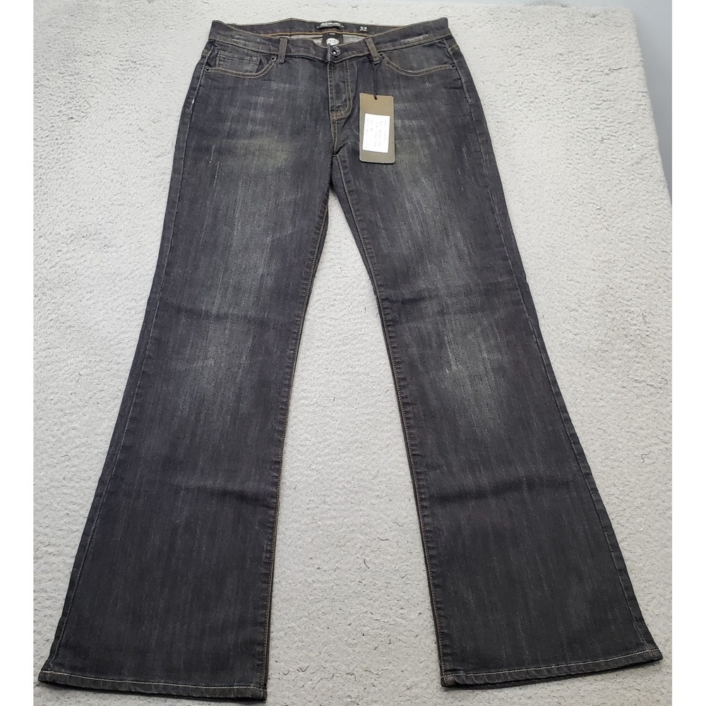 Ed Hardy Jeans Mens 32 Black Denim Dark Wash Y2k Grunge Flare Leg Streetwear NWT